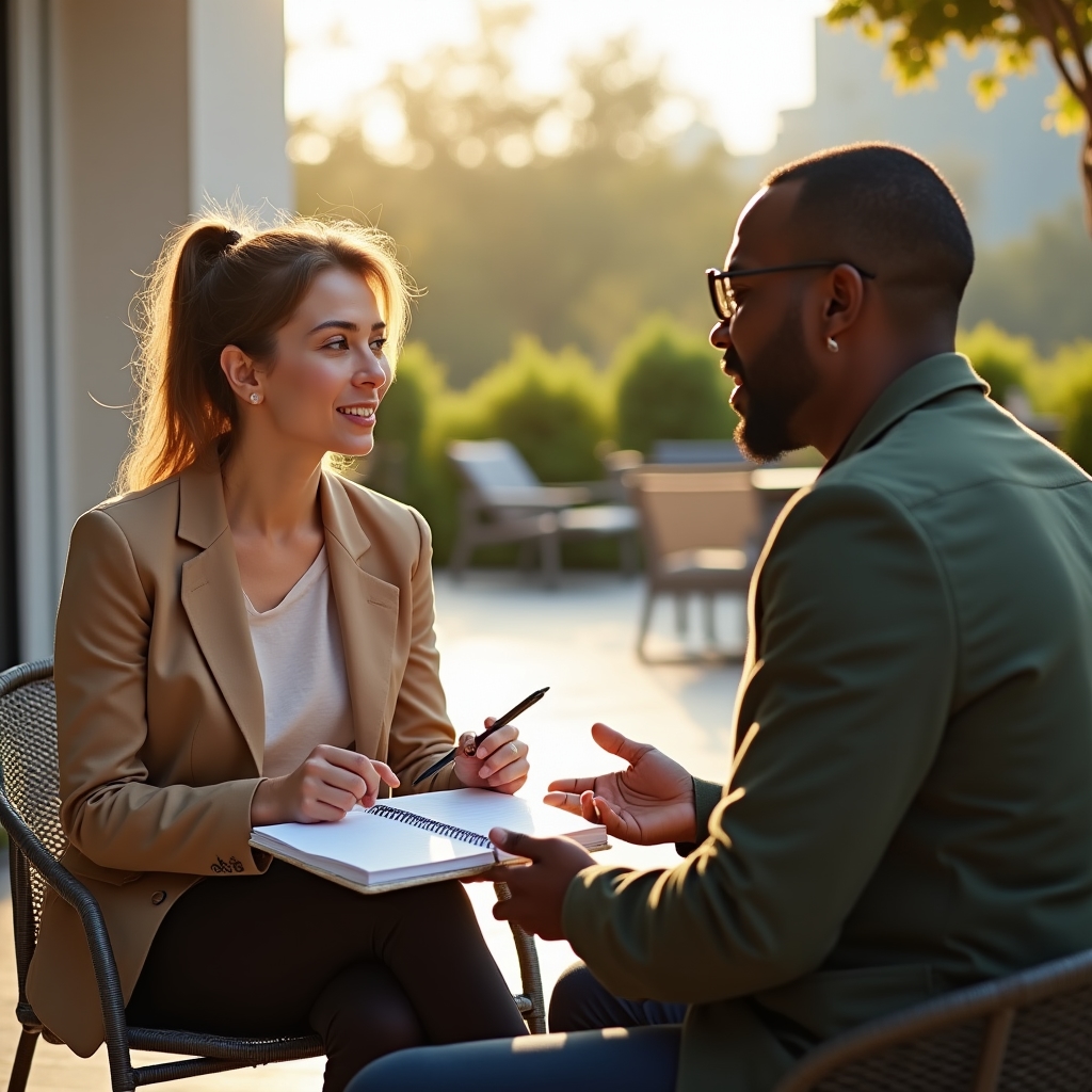 Conversație de coaching în aer liber